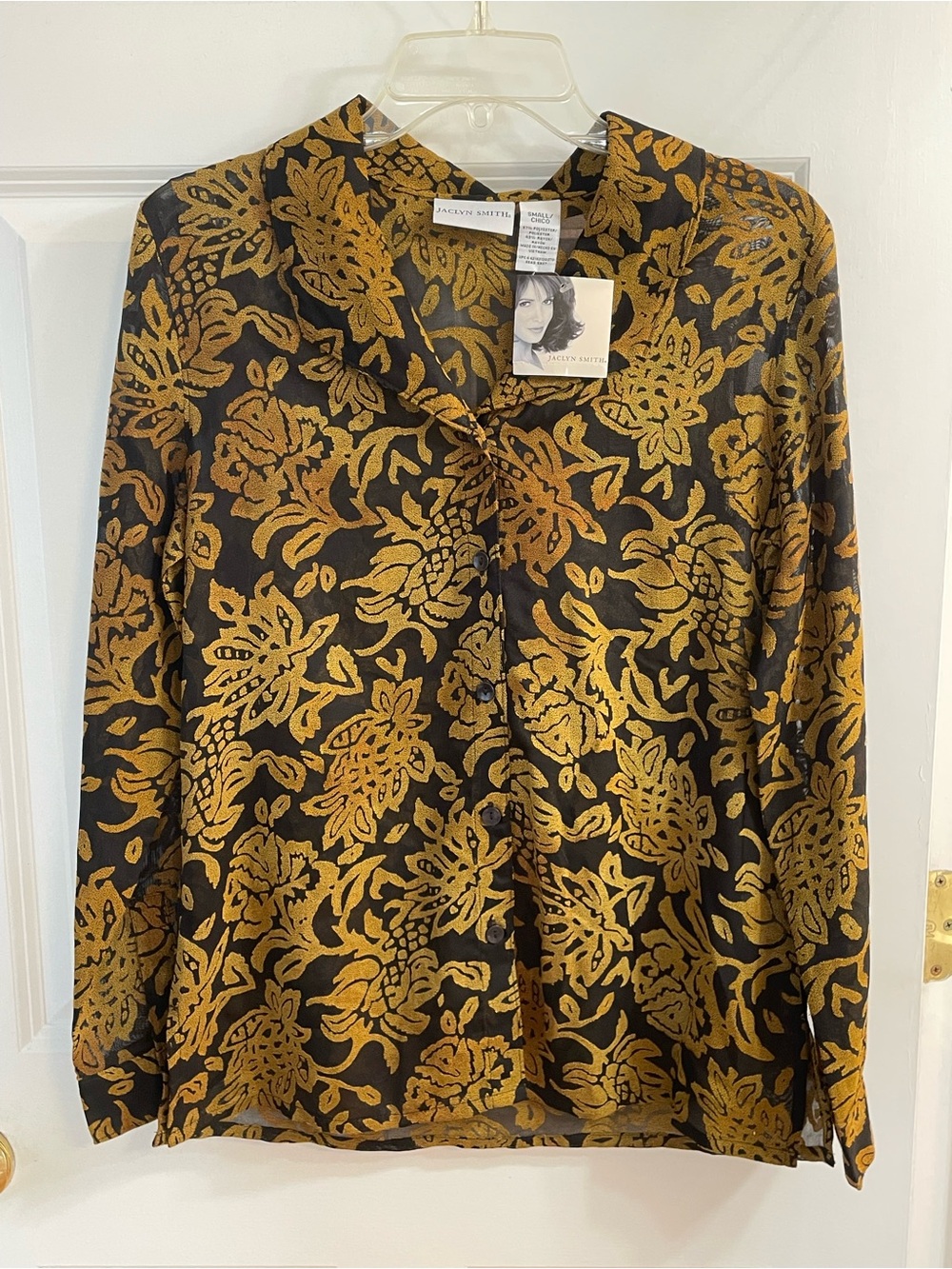 Vintage Y2K Jaclyn Smith Sheer Floral Button Blouse NWT Small Kmart Deadstock